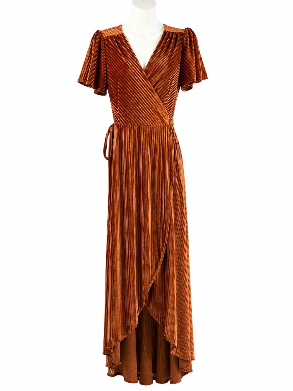 Copper Velvet Wrap High-Low Dress| NWT | Baltic Born | Size Small